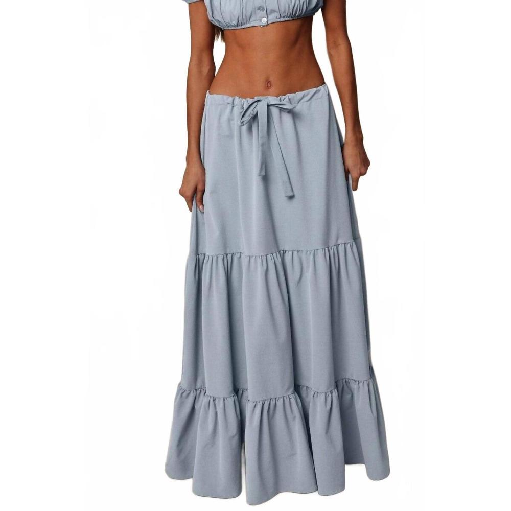 NEW MONTCE cottage maxi skirt in light denim